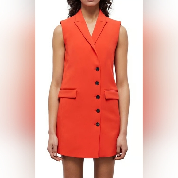 THE KOOPLES Tailored Sleeveless Orange Blazer Dress. NWT MSRP $475 US M - Picture 1 of 13